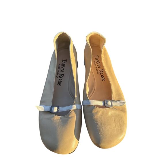 Taryn Rose shoesTan Genuine Leather US 5 Wedge Ballet Shoes 35.5 Made Italy - Picture 1 of 12